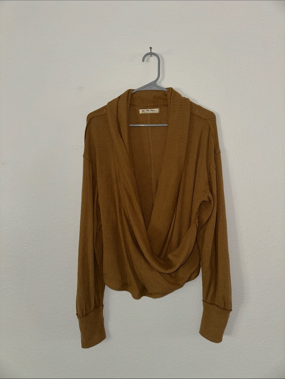 We The Free Free People Women’s Brown Ribbed Wrap Top Size XL